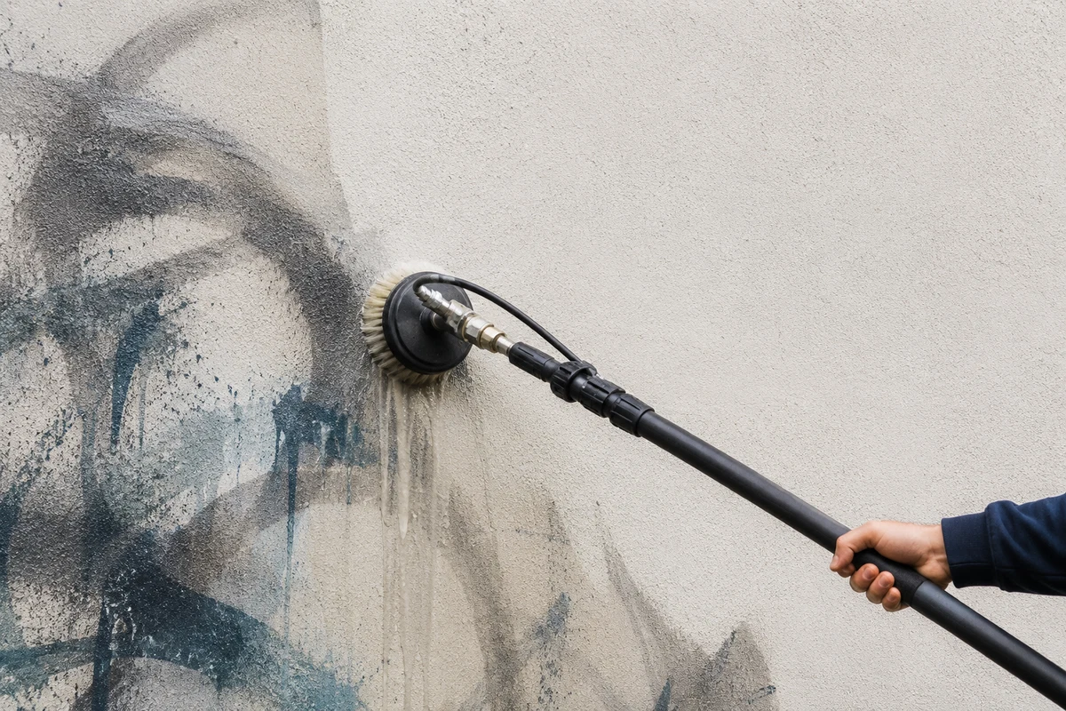 Fassaden- und Graffitireinigung mit professionellem Reinigungsgerät